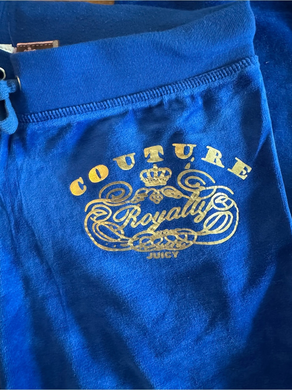 Juicy Couture Royal Blue Velour Lounge Set with Gold 'Couture' Crest - Picture 6 of 10